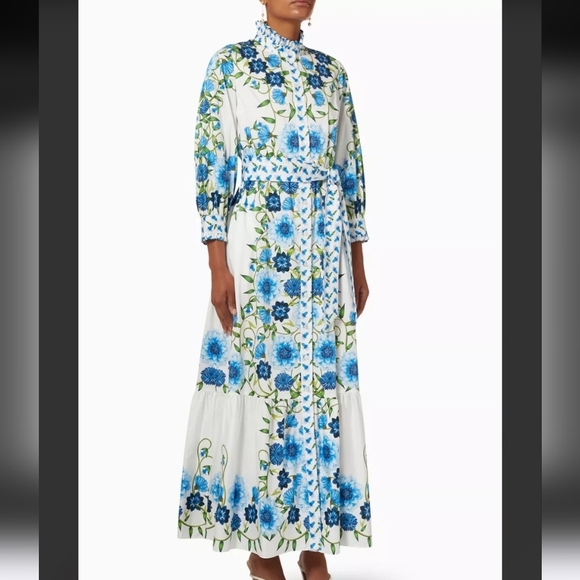 Chic Blue Floral Maxi Dress - Picture 2 of 16
